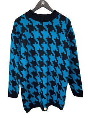 Vintage College Point Sweater Small Crewneck Pullover Houndstooth Deadstock NEW